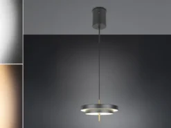 Dimmbare LED Pendelleuchte KEATON im modernen Design, Schwarz Gold Ø 40cm