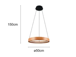Dimmbare LED Ring Pendelleuchte LYNWOOD mit Naturholz Ø 50cm