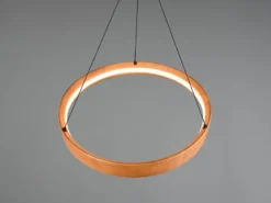 Dimmbare LED Ring Pendelleuchte LYNWOOD mit Naturholz Ø 50cm