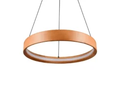 Dimmbare LED Ring Pendelleuchte LYNWOOD mit Naturholz Ø 50cm