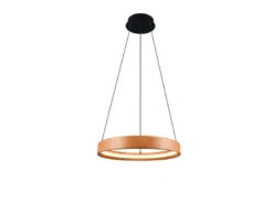 Dimmbare LED Ring Pendelleuchte LYNWOOD mit Naturholz Ø 50cm