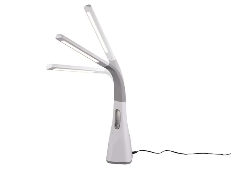 Dimmbare LED Schreibtischleuchte VENTO USB Anschluß & Ventilator Weiß Höhe 46cm