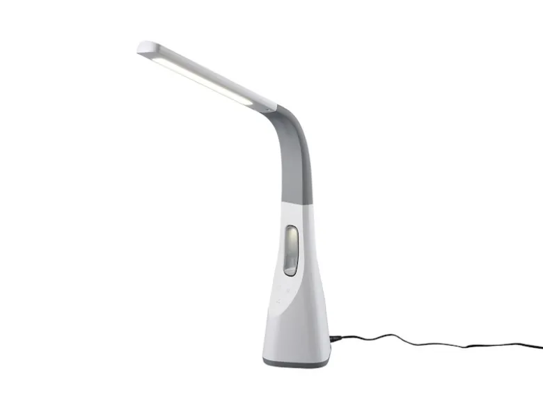 Dimmbare LED Schreibtischleuchte VENTO USB Anschluß & Ventilator Weiß Höhe 46cm