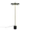 Dimmbare LED Stehlampe KEATON im modernen Design, Schwarz Gold, Höhe 138cm