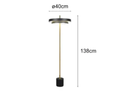 Dimmbare LED Stehlampe KEATON im modernen Design, Schwarz Gold, Höhe 138cm