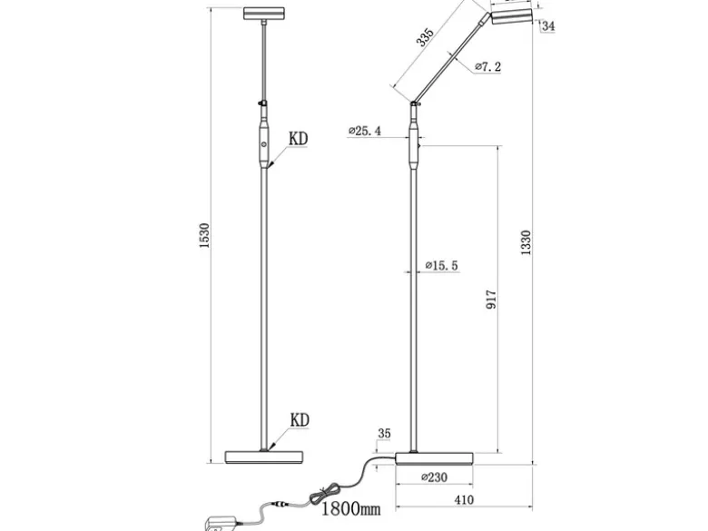 Dimmbare LED Stehleuchte FRANKLIN schwenkbar, Höhe 133cm, Anthrazit