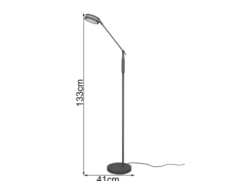Dimmbare LED Stehleuchte FRANKLIN schwenkbar, Höhe 133cm, Anthrazit