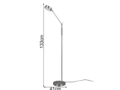 Dimmbare LED Stehleuchte FRANKLIN schwenkbar, Höhe 133cm, Silber