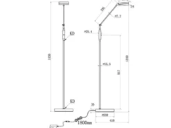 Dimmbare LED Stehleuchte FRANKLIN schwenkbar, Höhe 133cm, Silber