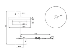 Dimmbare LED Tischlampe KEATON im modernen Design, Schwarz Gold, Höhe 45,5cm