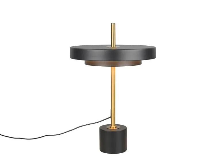 Dimmbare LED Tischlampe KEATON im modernen Design, Schwarz Gold, Höhe 45,5cm