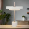 Dimmbare LED Tischlampe KEATON im modernen Design, Hellgrau, Höhe 45,5cm