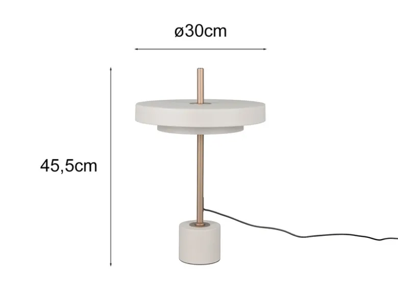 Dimmbare LED Tischlampe KEATON im modernen Design, Hellgrau, Höhe 45,5cm