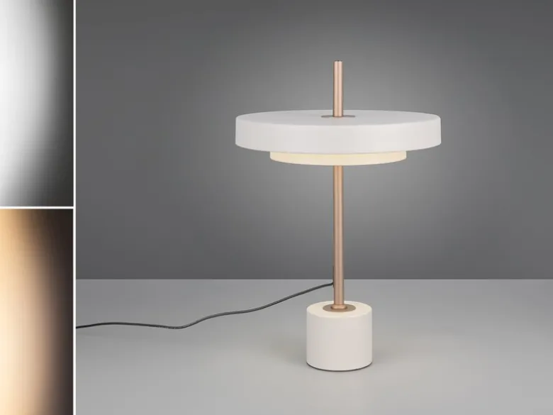 Dimmbare LED Tischlampe KEATON im modernen Design, Hellgrau, Höhe 45,5cm