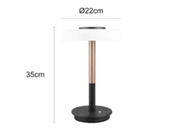Dimmbare LED Tischleuchte CELESTE 2-farbig mit Glasschirm, Höhe 35cm