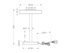 Dimmbare LED Tischleuchte CELESTE mit Holz & Glasschirm, Höhe 35cm