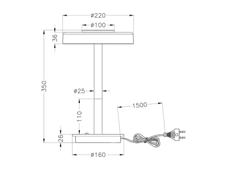 Dimmbare LED Tischleuchte CELESTE mit Holz & Glasschirm, Höhe 35cm