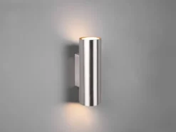 Dimmbare LED Up & Down Innenwandleuchte aus Silber mattem Metall, Höhe 18cm