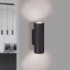 Dimmbare LED Up & Down Innenwandleuchte aus schwarz mattem Metall, Höhe 18cm