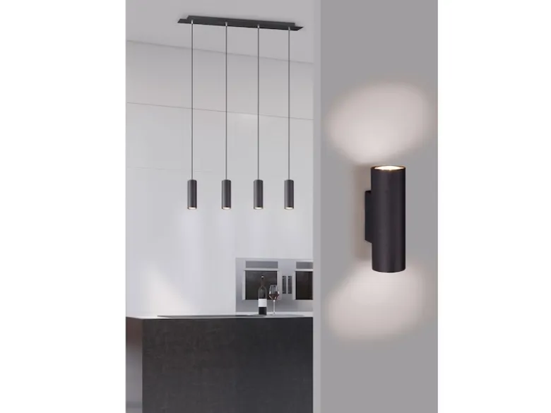 Dimmbare LED Up & Down Innenwandleuchte aus schwarz mattem Metall, Höhe 18cm
