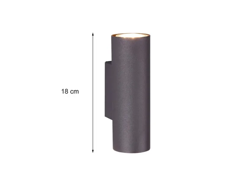 Dimmbare LED Up & Down Innenwandleuchte aus schwarz mattem Metall, Höhe 18cm