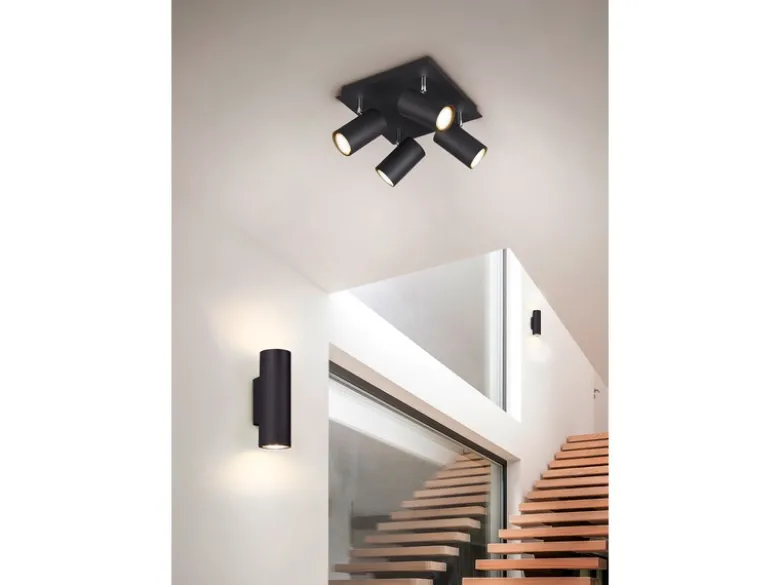 Dimmbare LED Up & Down Innenwandleuchte aus schwarz mattem Metall, Höhe 18cm