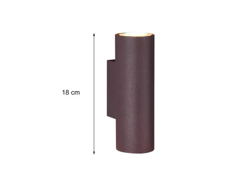 Dimmbare LED Up & Down Innenwandleuchte aus rostfarbigem Metall, Höhe 18cm