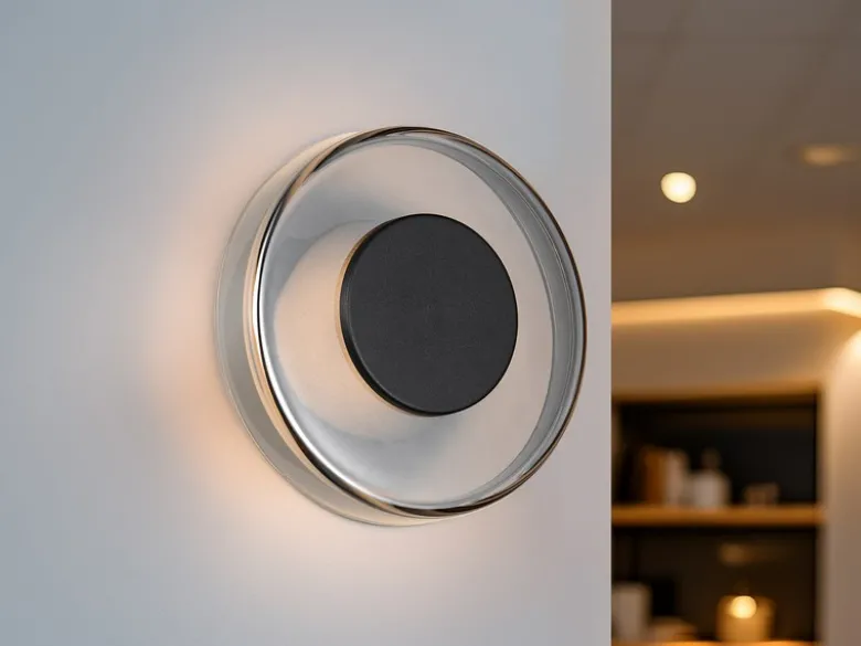 Dimmbare LED Wandleuchte CELESTE Glasschirm Chrom, Ø 22cm