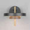 Dimmbare LED Wandleuchte KEATON im modernen Design, Schwarz Gold, Höhe 18,5cm
