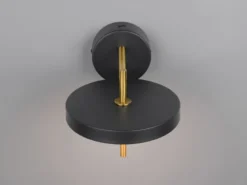 Dimmbare LED Wandleuchte KEATON im modernen Design, Schwarz Gold, Höhe 18,5cm
