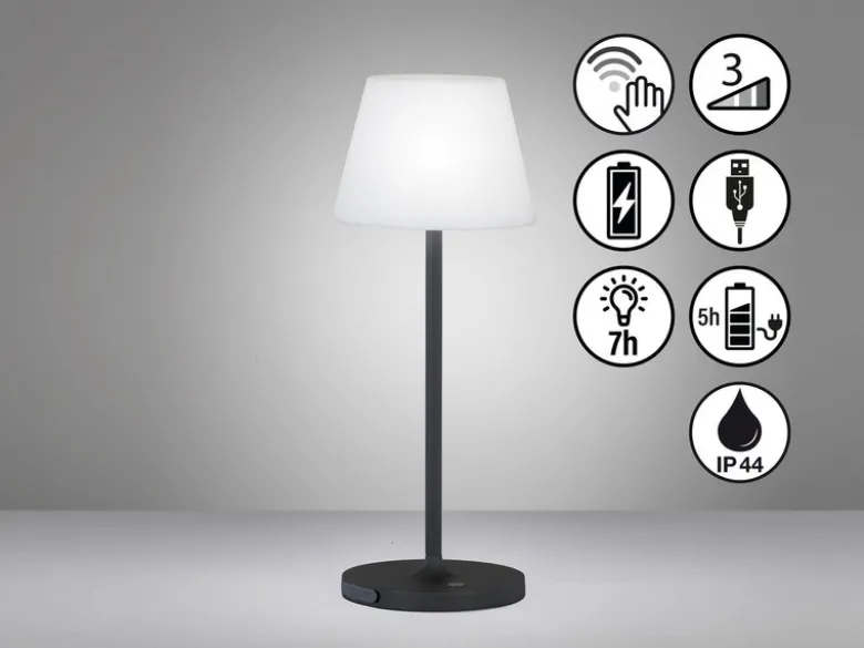Dimmbare Outdoor Akku Tischlampe FLUS ohne Stromkabel - Höhe 38cm