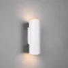 Dimmbare Up & Down Innenwandleuchte aus weißem Metall mit 2 LEDs, Höhe 18cm
