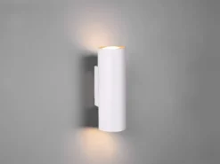 Dimmbare Up & Down Innenwandleuchte aus weißem Metall mit 2 LEDs, Höhe 18cm