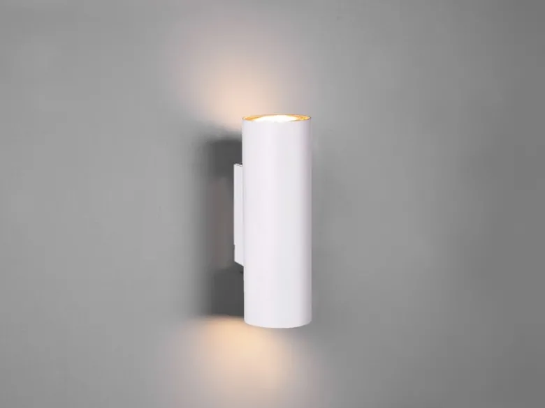 Dimmbare Up & Down Innenwandleuchte aus weißem Metall mit 2 LEDs, Höhe 18cm
