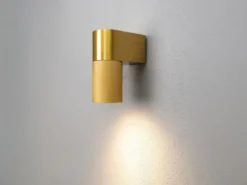 Downlight LED Außenwandleuchte Aluminium Gold Höhe 14,5cm