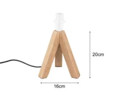 Dreibein Holz Tischlampenfuß Gestell TAL ohne Schirm, 20cm klein
