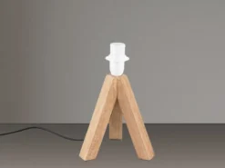 Dreibein Holz Tischlampenfuß Gestell TAL ohne Schirm, 20cm klein