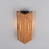 Dreieckige LED Wandleuchte mit Naturholz, Höhe 30cm