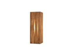 Dreieckige LED Wandleuchte mit Naturholz, Höhe 30cm
