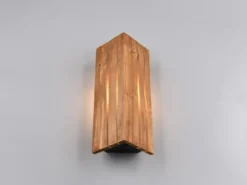 Dreieckige Wandleuchte KARUNI mit Naturholz, Höhe 30cm