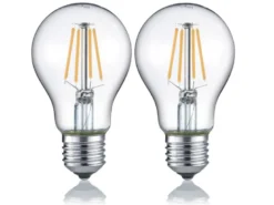 E27 Filament LED 2Stk. á 4 Watt, 470 Lumen, 3000 K Warmweiß, Ø6cm- nicht dimmbar
