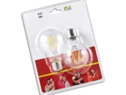 E27 Filament LED 2Stk. á 4 Watt, 470 Lumen, 3000 K Warmweiß, Ø6cm- nicht dimmbar