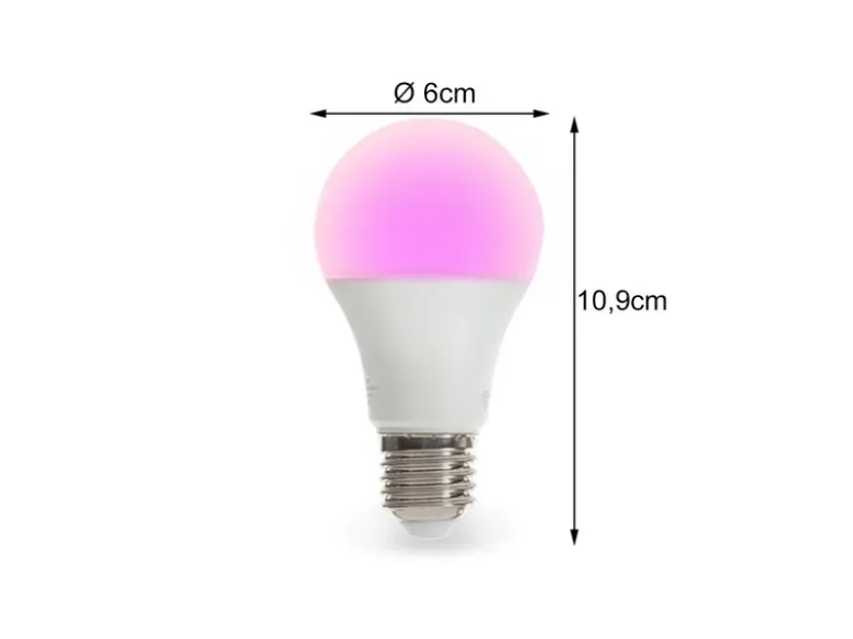 E27 LED WIFI, 8,5 Watt 806 Lumen, 2700-6500 Kelvin, RGB, Ø6cm, per App steuerbar