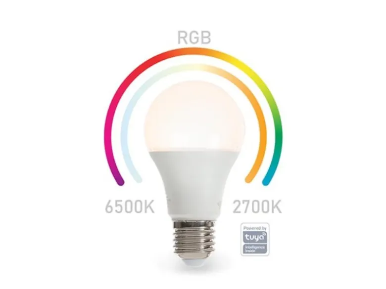 E27 LED WIFI, 8,5 Watt 806 Lumen, 2700-6500 Kelvin, RGB, Ø6cm, per App steuerbar