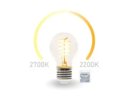E27 LED WIFI, 6,5 Watt 555 Lumen, 2200-2700 Kelvin, Ø6cm, per App steuerbar