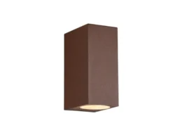 Eckige Außenwandleuchte ROYA Up and Down aus Aluminium Rostoptik, Höhe 15cm