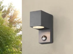 Eckige Außenwandleuchte ROYA Downlight mit Bewegungsmelder, Anthrazit Höhe 15cm