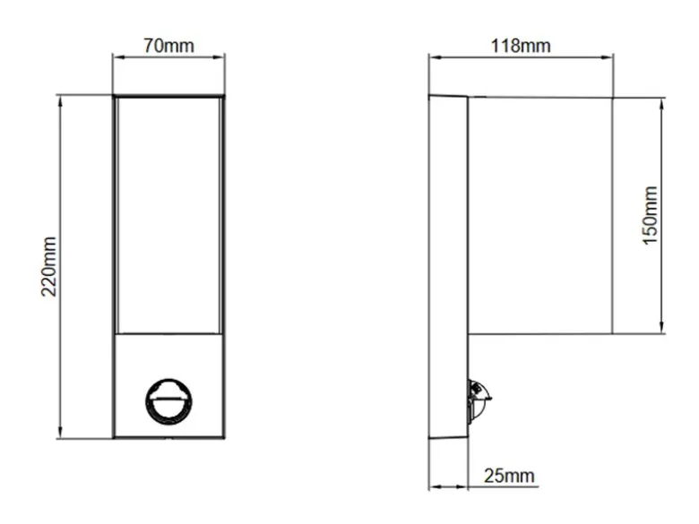 Eckige Außenwandleuchte ROYA Up & Down mit Bewegungsmelder, Anthrazit, Höhe 22cm