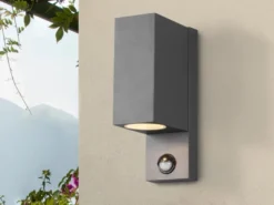 Eckige Außenwandleuchte ROYA Up & Down mit Bewegungsmelder, Anthrazit, Höhe 22cm