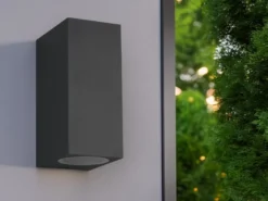 Eckige Außenwandleuchte ROYA Up and Down aus Aluminium Anthrazit, Höhe 15cm
